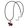 Dyed Synthetic Turquoise Horse Pendant Black Waxed Cord Necklaces NJEW-JN05430-02-4