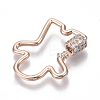 Brass Micro Pave Clear Cubic Zirconia Screw Carabiner Lock Charms ZIRC-T013-06RG-NF-3