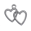Antique Silver Plated Tibetan Style Zinc Alloy Heart to Heart Pendants X-A0943Y-1