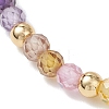 Cubic Zirconia & Shell Pearl Round Beaded Stretch Bracelets for Women BJEW-JB13280-01-4