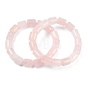 Column Natural Rose Quartz Beads Stretch Bracelets for Women Men BJEW-A148-01A-25-4