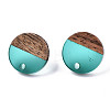 Transparent Resin & Walnut Wood Stud Earring Findings MAK-N032-007A-A01-2