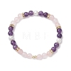 Natural Amethyst & Rose Quartz  & Shell Pearl Round Beads Stretch Bracelets for Women BJEW-JB12229-02-2