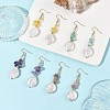 Natural Citrine/Natural Amethyst/Natural Rose Quartz/Natural Amazonite Chip & Natural Keshi Pearl Dangle Earrings EJEW-JE07445-1