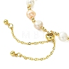 Adjustable Natural Cultured Freshwater Pearl & Brass Beads Slider Bracelets  for Women BJEW-JB13604-4