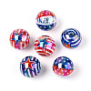 Independence Day Theme Printed Opaque Acrylic Beads MACR-T048-10A-1