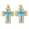 Rack Plating Brass Micro Pave Clear Cubic Zirconia Pendants KK-P268-12B-G-2