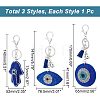 3Pcs 3 Style Alloy Rhinestone Pendant Keychains KEYC-CA0001-27-2