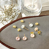 6Pcs 3 Colors Natural Cultured Freshwater Pearl Stud Earrings EJEW-TAC00026-7