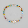Handmade Bohemian Colorful Faceted Rondelle Glass Beaded Stretch Bracelets UI5654-21-1