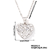 Elegant Brass Pave Clear Cubic Zirconia Heart Pendant Necklaces for Women UX5572-1-3