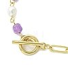 Heart Brass Charm Bracelets BJEW-JB13610-01-4
