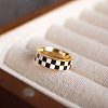 Black & White Checkerboard Titanium Steel Enamel Finger Rings FS-WG83B81-02-3