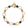 Natural Tourmaline & Brass Open Jump Rings Link Bracelets for Women BJEW-JB14116-02-2