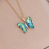 Fashionable Gradient Butterfly Alloy Glass Pendant Necklace LK8571-4-1