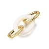 Natural White Shell and Brass Micro Pave Clear Cubic Zirconia 3 Ring Linking Rings KK-C262-05A-G-2