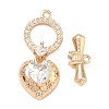 Brass Micro Pave Clear Cubic Zirconia Toggle Clasps KK-F934-05G-2