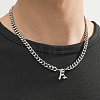 304 Stainless Steel Initial Pendant Cuban Link Chain Necklaces FS-WGB15F2-01-1
