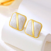 Brass Enamel Stud Earrings WGEF5F2-01-1