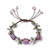 Electroplated Natural Lavender Amethyst Chip Bead Braided Bead Bracelets for Women BJEW-TA00610-02-2