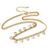 304 Stainless Steel Rhinestone Flat Round Tassel Twisted Chain Necklaces for Women NJEW-V010-01G-03-1