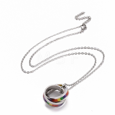 Pride Style 201 Stainless Steel Pendant Necklaces NJEW-F288-06P-1