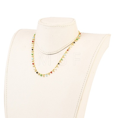 Brass Handmade Colorful Glass Beaded Necklaces NJEW-JN03134-1
