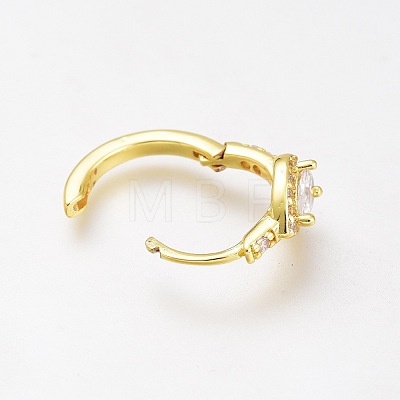 Brass Micro Pave Cubic Zirconia Huggie Hoop Earrings ZIRC-H102-08A-G-1