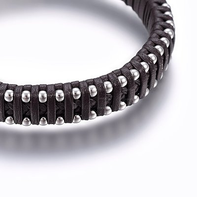 Leather Braided Cord Bracelets BJEW-E345-11C-1