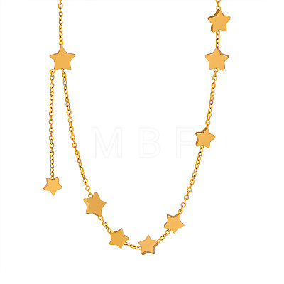 304 Stainless Steel Star Link Chain Necklaces for Women WGCD6F9-01-1