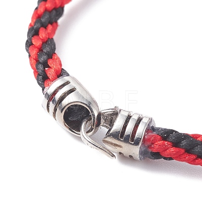 Triple Handmade Lampwork Beaded Braided Cord Bracelet for Women BJEW-JB07598-1