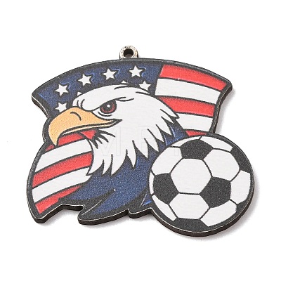 American Football Themed Printed Wooden Pendants WOOD-B012-02D-1