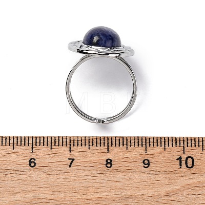 Oval Natural Sodalite Finger Rings RJEW-M063-01P-09-1