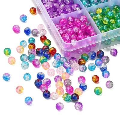 840Pcs 12 Colors Spray Painted Crackle Glass Beads CCG-YW0001-11-1