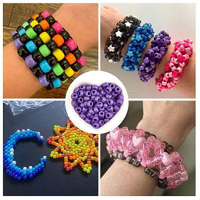 800Pcs Opaque Plastic Beads KY-SP0001-47D-1