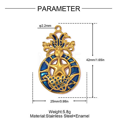 304 Stainless Steel Enamel Pendants STAS-OY010-01G-1-1