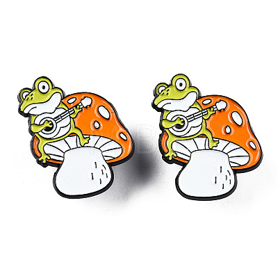 Frog with Mushroom Enamel Pin JEWB-N007-237-1