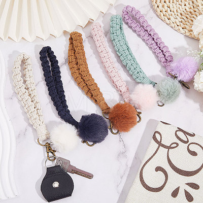 Globleland 6Pcs 6 Colors Handmade Braided Wrist Lanyard Pendant Decorations AJEW-GL0002-24-1