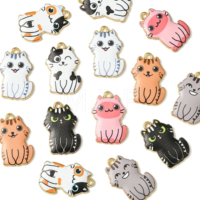 14Pcs 7 Colors Rack Plating Alloy Enamel Pendants FIND-FS0003-05-1