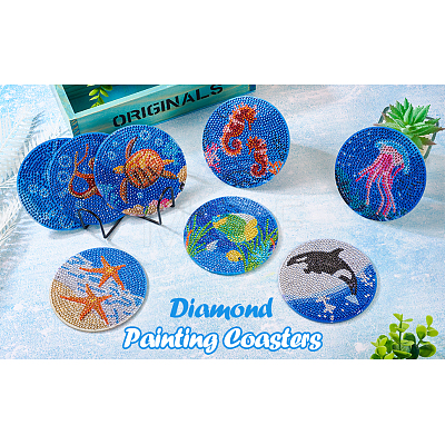 5D DIY Diamond Painting Cup Mat Kits DIY-TAC0021-09C-1