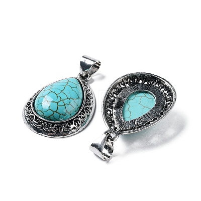 Synthetic Turquoise Teardrop Pendants G-A093-03AS-02-1