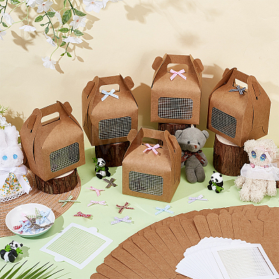 20Pcs Rectangle Kraft Paper Desserts Packing Tote Boxes CON-OC0001-84-1