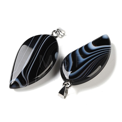 Dyed & Heated Natural Black Banded Agate Pendants GG-CBACB71-05P-03-1