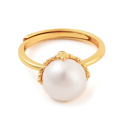 Round Natural Pearl Finger Rings STER-Z009-05G-1