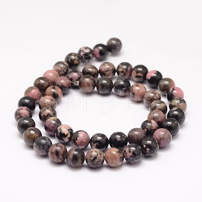 Natural Rhodonite Bead Strands G-K153-B42-8mm-1