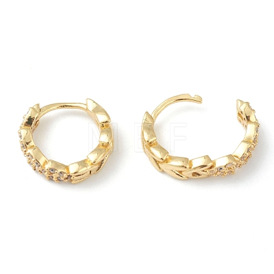 Brass Micro Pave Clear Cubic Zirconia Huggie Hoop Earrings EJEW-L234-029G-1