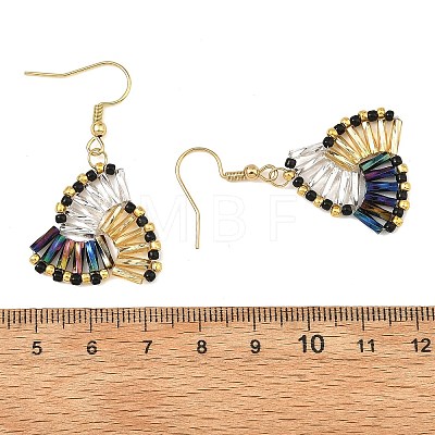 304 Stainless Steel with Glass Seed Beads Dangle Earrings EJEW-MZ00821-1