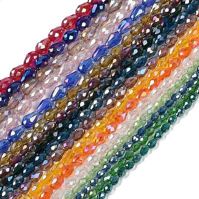 Transparent Electroplate Glass Beads Strands EGLA-N013-T4mm-B-M-1