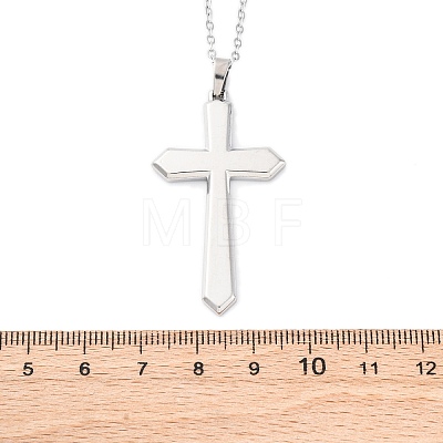 Cross 304 Stainless Steel Pendant Necklaces NJEW-H059-09P-1