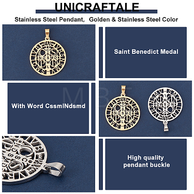 Unicraftale 4Pcs 2 Colors 304 Stainless Steel Pendant STAS-UN0047-44-1